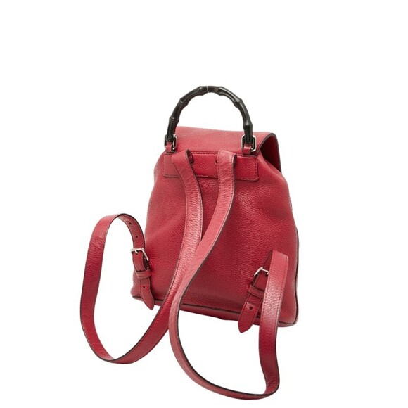 GUCCI Red Leather Bamboo Backpack main image 15